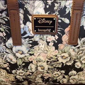 Loungefly Black and Brown Floral Tote Bag